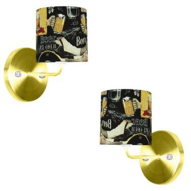 Imagem de Kit 2 Arandela Dourado De Cupula Cilíndrica Bar - MARRYLUZ