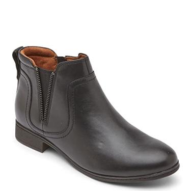 Imagem de Cobb Hill Bota feminina Crosbie Gore no tornozelo, Couro preto, 7.5