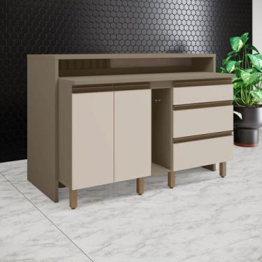 Imagem de Kit Ilha Gourmet 2 Portas 3 Gavetas com Tampo Aurora - Espresso Móveis