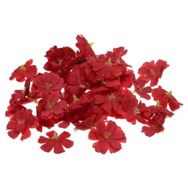 Imagem de PATIKIL Cabeças de flores artificiais de ameixa de 4,5 cm, pacote com 30 cabeças de flores falsas para decoração de buquê floral de casamento, faça você mesmo, vermelho