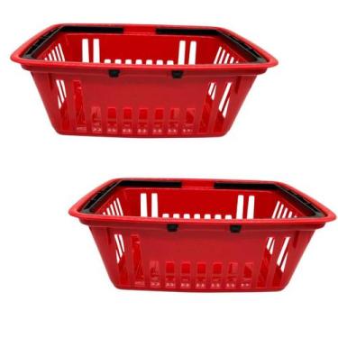 Imagem de kIT 2 Cesta Cestinha Mercado Supermercado Reforçada  - Plasnew