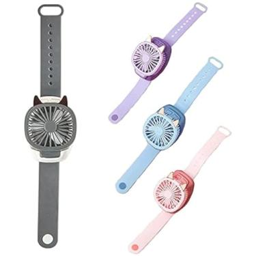 Imagem de Mini ventilador de relógio, mini ventilador portátil elétrico de terceira marcha ultra silencioso, dobrável recarregável por USB, adequado para crianças, adultos para viagens ao ar livre, caminhadas e escaladas (cinza)