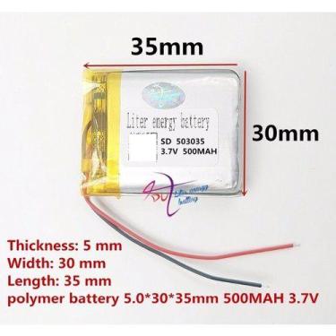 Imagem de 1 Unidade 503035 C/ 500mah 5mmx30mmx35mm 2 Fios 3,7v . - KMIG