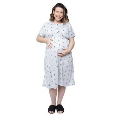 Imagem de Camisola Manga Curta Amamentação Lua Linda Gestante , P, Cinza