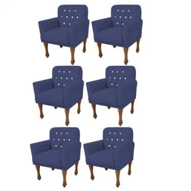 Imagem de Kit 06 Poltrona Cadeira Decorativa  Mona com Strass Sala de Estar Rece