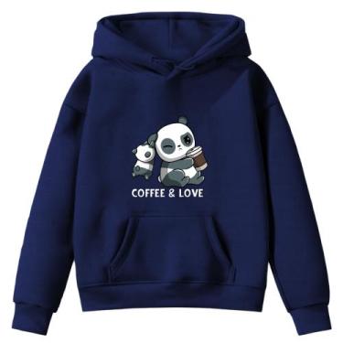 Imagem de Moletom Infantil Urso Love Coffee Café Desenho Infância Bolso Canguru 