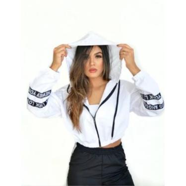 Imagem de Jaqueta Corta vento feminino Blogueira - M K Shop, Branco, P
