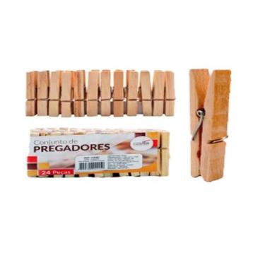 Imagem de Pregador De Roupas Madeira 24 peças Clássico Retrô - MIXJAM