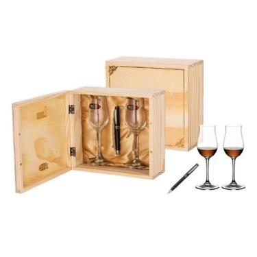 Imagem de Kit 2 Taças Conhaque Hennessy + Caneta Crown + Caixa Madeira - Riedel