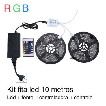 Imagem de Kit fita led RGB 5050 10 metros com fonte e controle - LEDCOM