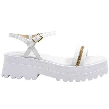 Imagem de Sandália Feminina Casual Dia a Dia Passeio Trabalho Flat Tratorada com Strass Conforto Ramarim 2444203