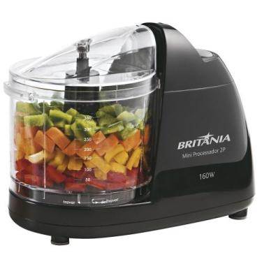 Imagem de Mini Processador de Alimentos Britânia 2P 160W, Preto, 220V