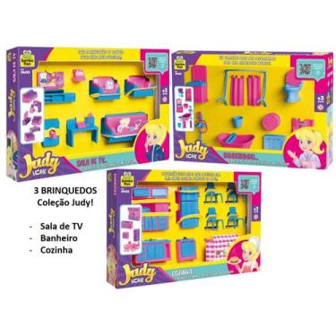 Imagem de Kit Casinha banheiro Cozinha Sala de TV  Boneca Judy brinquedo - Samba