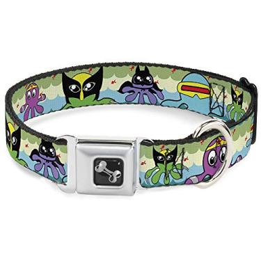 Imagem de Buckle-Down Coleira para cães com fivela de cinto de segurança – desenho de super-herói polvo – 2,5 cm de largura – serve para pescoço de 28 a 43 cm – Médio