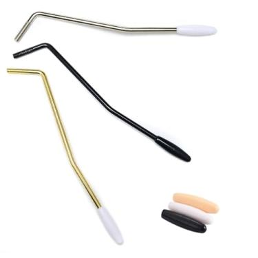 Imagem de LinaLife 3 peças de barra Whammy de 6 mm para guitarra elétrica, braço tremolo, metal, tremolo, barra Whammy, compatível com substituição de guitarra elétrica Stratocaster, 3 cores e 3 tampas