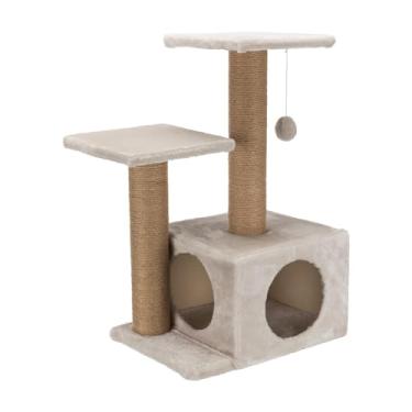 Imagem de TRIXIE Poste de arranhar Valencia cinza, com condomínio, duas plataformas, pom-pompom pendurado (43774)