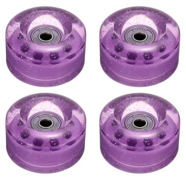 Imagem de YOKIVE 4 rodas de rolo, substituição de rolo de skate 82A com rolamentos de substituição de skate, ótimo para ambientes externos internos (roxo brilhante, 3 x 5,3)