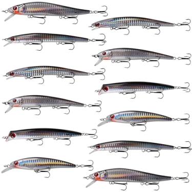 Imagem de Kit de iscas de pesca, surfe, pesca, Sriper, Iscas de água salgada, iscas de peixinho Jertbait Topwater Popper, plugues de mergulho, iscas rígidas, litoral, offshore ocen, cavala tarpon barracuda, 12