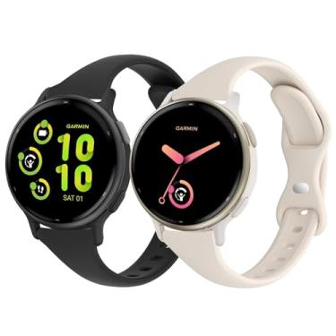 Imagem de CUNUJIX Pulseiras de relógio finas de silicone compatíveis com Garmin Vivoactive 6/Vivoactive 5/3/3 Music, pulseira esportiva fina e estreita de 20 mm para Garmin Venu/Venu Sq/Forerunner 165/55/245