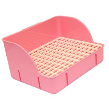 Imagem de Nishiyuenyi Caixa de Areia Canto Caixa de Areia 29x22x15,5cm Potty Trainer Caixa de Banheiro de Canto para Porquinhos Da índia Chinchilas Acessórios para Gaiolas, malha pp rosa