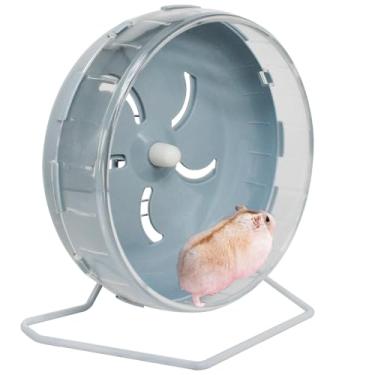 Imagem de GKYZBB Roda de hamster, roda silenciosa de corrida para hamster de 21,6 cm com suporte, brinquedos de corrida para animais pequenos para animais de estimação, giratório silencioso ajustável para