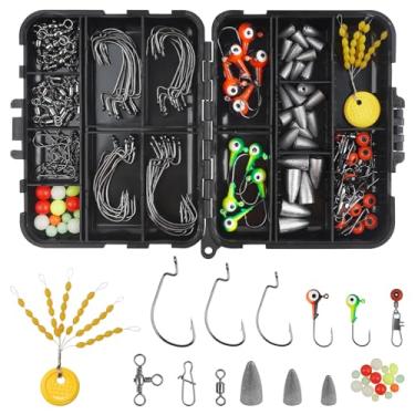 Imagem de JSHANMEI — Kit de manoplas para terminal de pesca 175 peças – ganchos de pesca, pesos, cabeças de jumbo, giro de tambor, botões de trava dupla, grãos espaciais, contas de pesca, caixa de pesca de água salgada