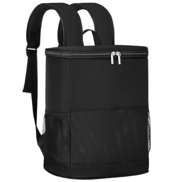 Imagem de Mochila térmica térmica com 30 latas – Mochila de cerveja à prova de vazamento, bolsa térmica leve para viagens, acampamento, praia, almoço (preto)