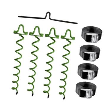 Imagem de Pegciuho Kit de âncora de tenda de âncora de solo em espiral, estacas de trampolim de parafuso de metal resistente para balanços, tendas de praia, coberturas, Verde