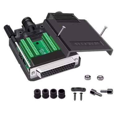 Imagem de ANMBEST Conector DB44 sem solda, fêmea RS232 D-SUB Serial para porta de 44 pinos Adaptador de terminal placa breakout com caixa de parafusos longos tubo de cauda