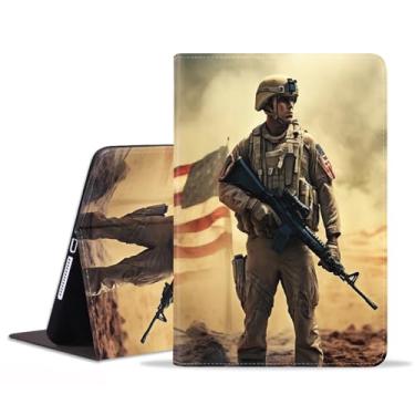 Imagem de BWOOLL Capa para iPad Mini 5/Mini 4, iPad Mini 1/2/3, capa fina e leve de couro PU com função despertar/hibernar automática para iPad Mini 5ª/4ª geração de 7,9 polegadas, soldado do exército americano