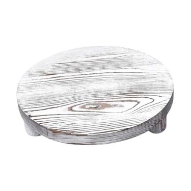 Imagem de XLWLLNJ Suporte de madeira para pedestal, bandeja de madeira para saboneteira, mesa de banheiro de fazenda, diâmetro de 25,4 cm, cozinha, suporte de pedestal, Branco
