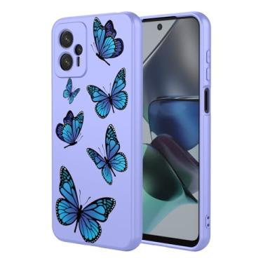 Imagem de HTXWXJC Capa de telefone para Moto G23, Motorola G13 XT2331 XT2333 capa à prova de choque flexível bumper TPU capa macia padrão borboleta capa de telefone para Motorola Moto G23 borboleta roxa