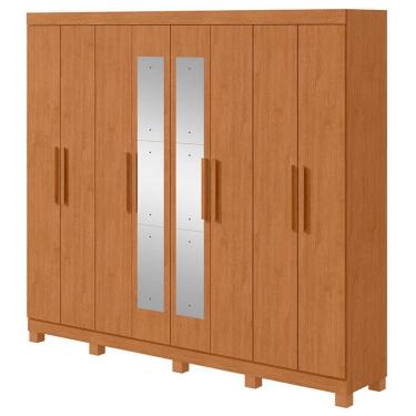 Imagem de Guarda Roupa Casal Andara Soft 8 Portas Amêndoa Clean com Espelho e Pés - Lopas