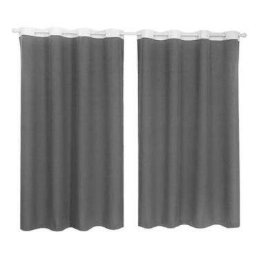Imagem de Cortina Tecido Oxford Faixa Branco 1,80M X 2,80M - Cinza - Campari