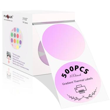 Imagem de Etiquetas térmicas PARLAIM 3 Circle Gradual Change Purple 500 unidades