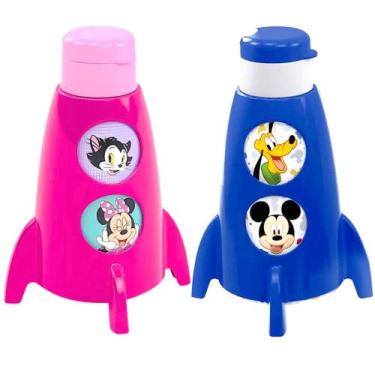 Imagem de 2 Garrafinhas Formato de Foguete Kids Janela Que Gira Mickey E Minnie 
