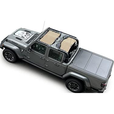 Imagem de Shadeidea – Protetor solar para Jeep Gladiator, JT 4 portas, frente e traseira (2 peças) – Capa de tela Wrangler de malha marrom, bloqueador de UV com bolsa GrabBag (2018 – atual) – 10 anos de duração
