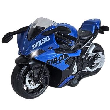 Imagem de Brinquedo Moto Esportiva S1RXSC Azul Fricção Som Luz - Castela