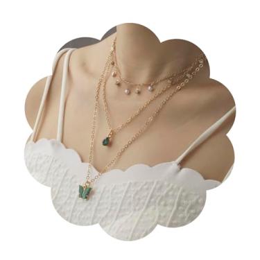 Imagem de Colar verde esmeralda, colar verde para mulheres, colar verde esmeralda, joia verde e dourada, colar verde em camadas para mulheres, colar de pérolas de esmeralda, Universal size, Zinco, Sem Pedra