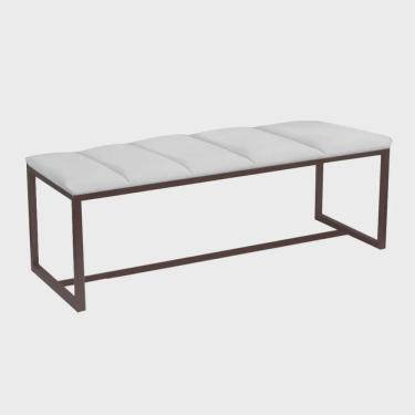 Imagem de Calçadeira Industrial Carla 90cm Solteiro Quarto Box Cama Ferro Marrom Sintético Branco - Ahz Móveis