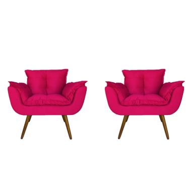 Imagem de Jogo 2 Poltronas Decorativa Estofada Para Consultório Opala Suede Rosa Pink - lm decor