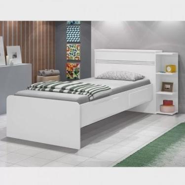 Imagem de Cama Solteiro Jade com Baú 2 Gavetas J&A Móveis Branco