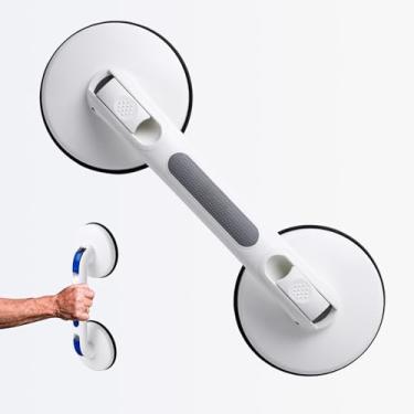 Imagem de DAREN MEDICAL Novas barras de apoio de chuveiro para banheiras e chuveiros, garra de ventosa de fixação forte, cabo de banho, barras de apoio resistentes para banheiro de idosos com deficiência (cinza