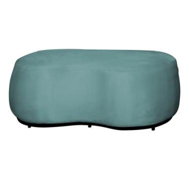 Imagem de Puff Decorativo Beatriz Orgânico Crm Veludo Azul Turquesa Ms Decor - M
