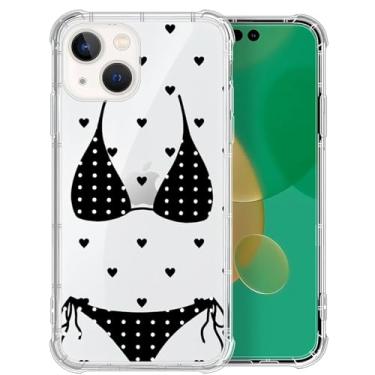 Imagem de Capa para iPhone 14, conjunto de roupa de banho sexy com bolinhas pretas, capas transparentes, capa fofa para meninas e homens, capa de telefone fina e macia à prova de choque