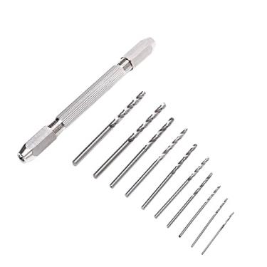 Imagem de Broca Dupla à Mão à Prova de Ferrugem Durável 2 Custlet Design 3 Jaw Collet Ergonomic Handle with Twist Bit Hand Drill Conjunto para Oficina de Perfuração Precisa