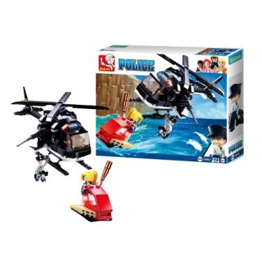 Imagem de Cubic Brinquedo Blocos de Montar Helicóptero de Combate Policial 221 P