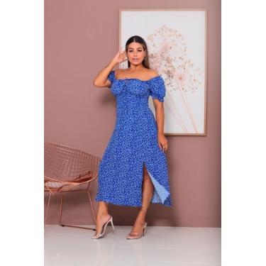 Imagem de Vestido Feminino Medi com Manga Cigana com forro e fenda na Frente , c