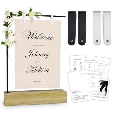 Imagem de Suporte de cavalete Kiniu Wooden Wedding com pacote de design e estrutura de aço