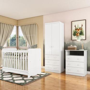 Imagem de Quarto de Bebê Completo com Berço Minicama Ben e Guarda Roupa Cômoda S